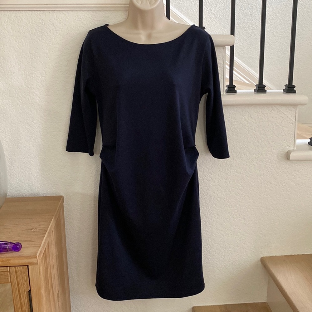 PinkBlush Maternity Dress - 3/4 Sleeve - Fitted - Navy - sz small